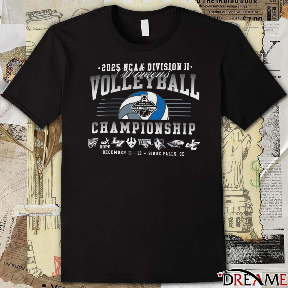 NCAA Division II Women’s Volleyball Championship December 11-13 Sioux Falls SD 2025 t-shirt