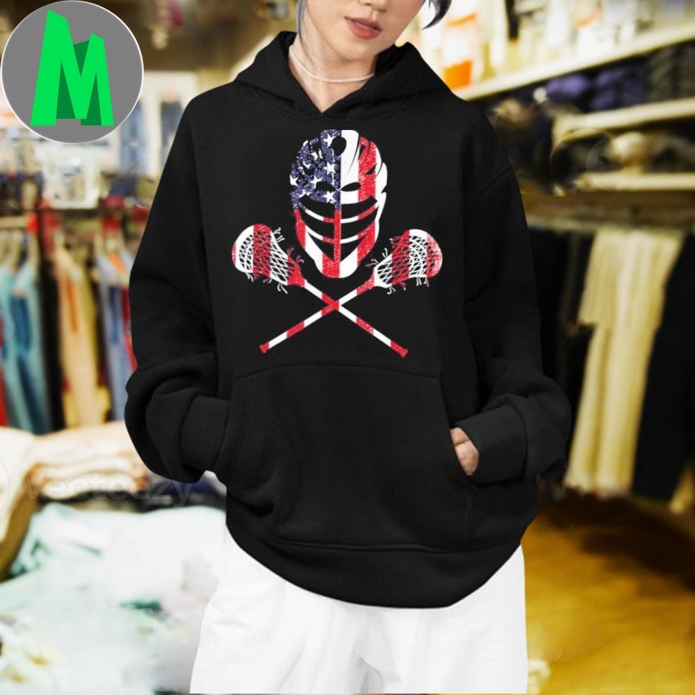 National Lacrosse League American Flag 4th Of July T-Shirt Patriot Lacrosse Fan Tee