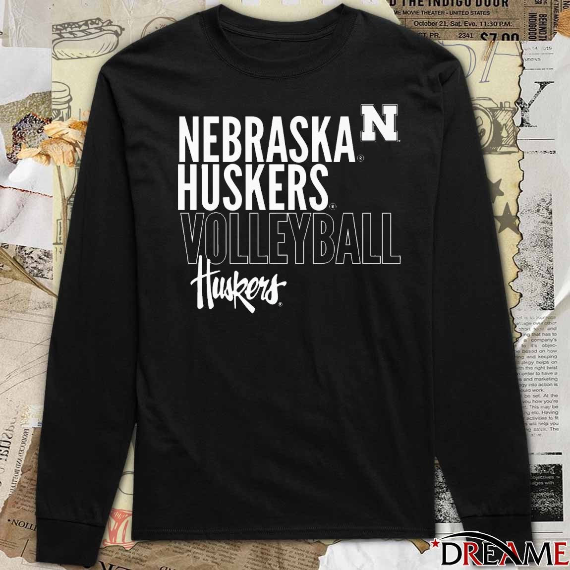 Nebraska Cornhuskers Volleyball Text Logo Overlay t-shirt