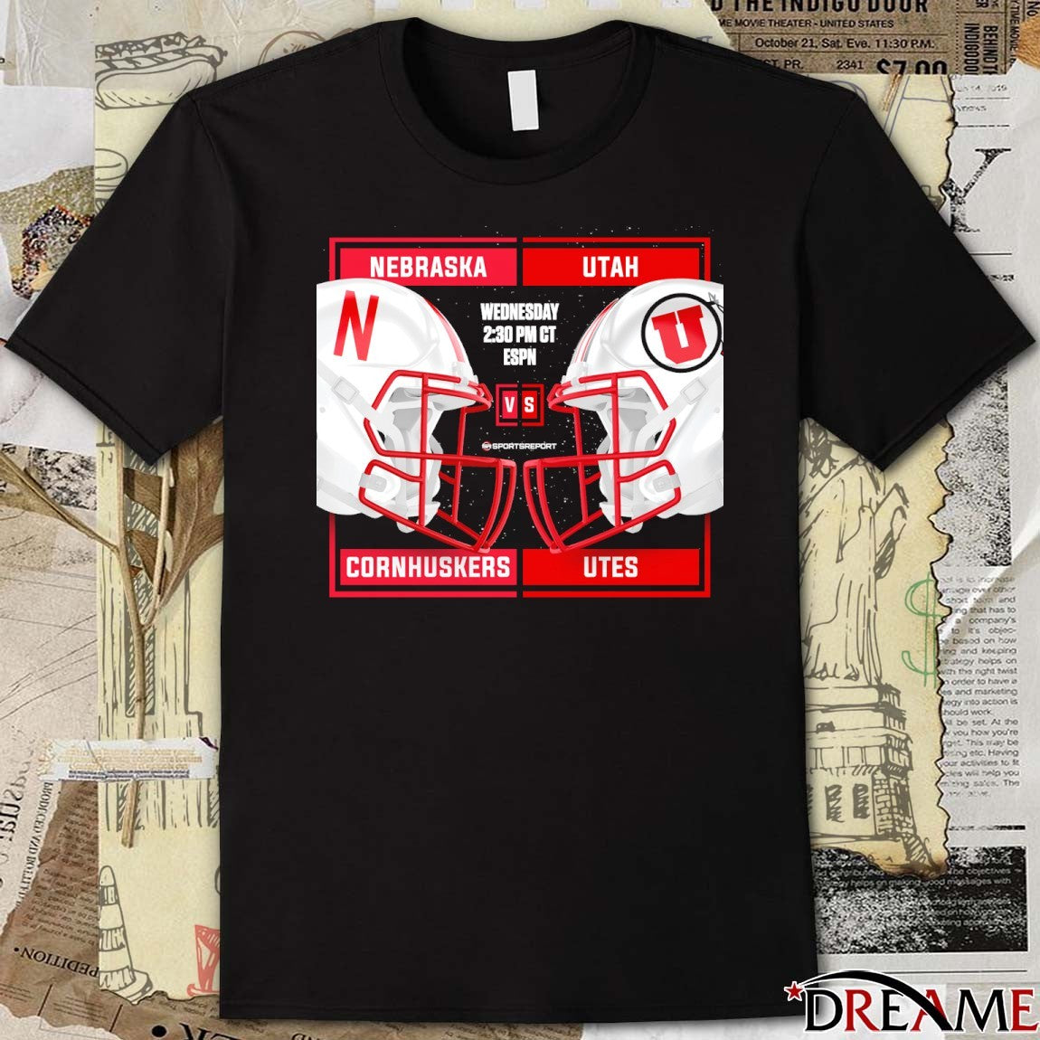 Nebraska Cornhuskers Vs Utah Utes 2025 Las Vegas Bowl Head To Head Helmets t-shirt