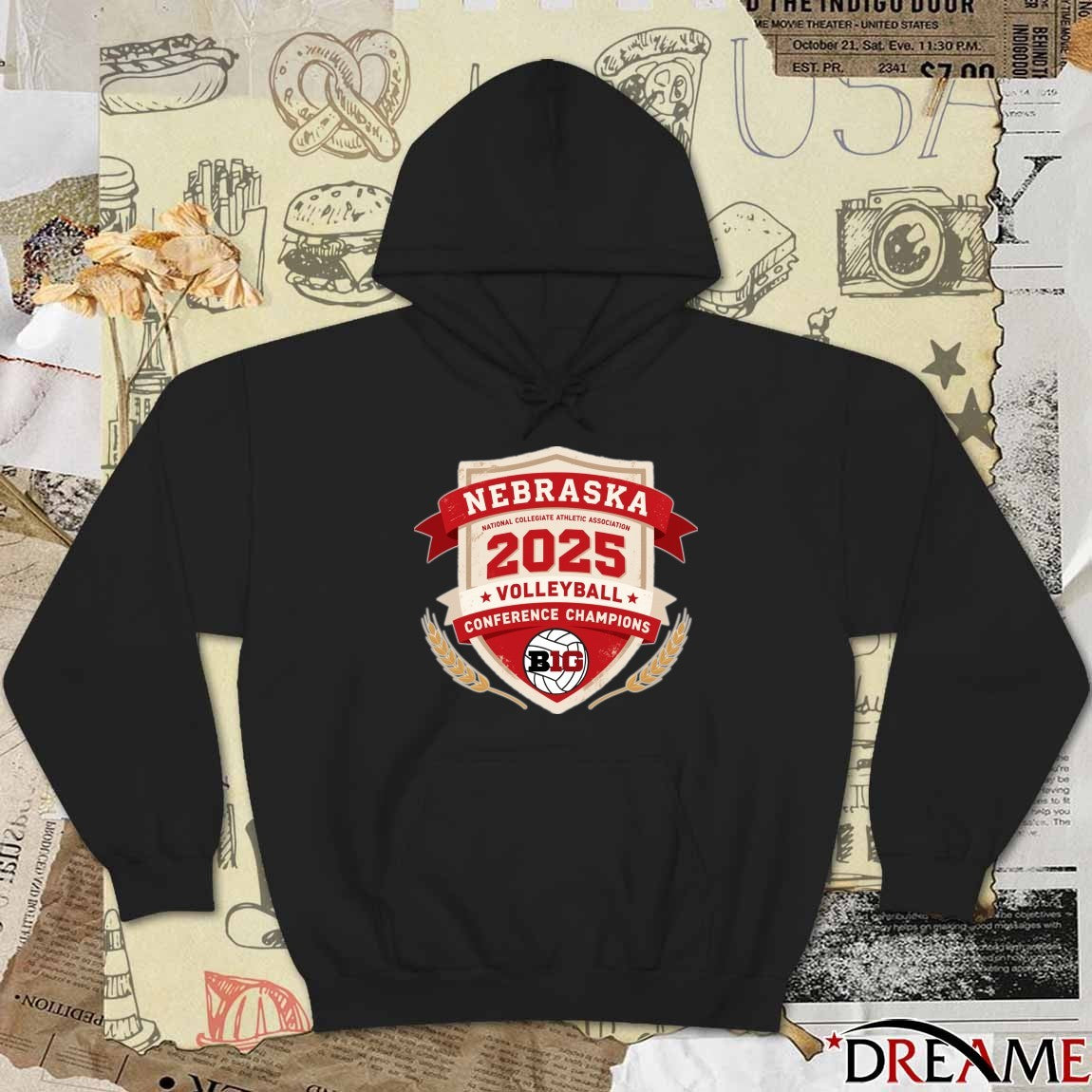 Nebraska National Collegiate Athletic Association 2025 Volleyball Conference Champions BIG Logo t-shirt