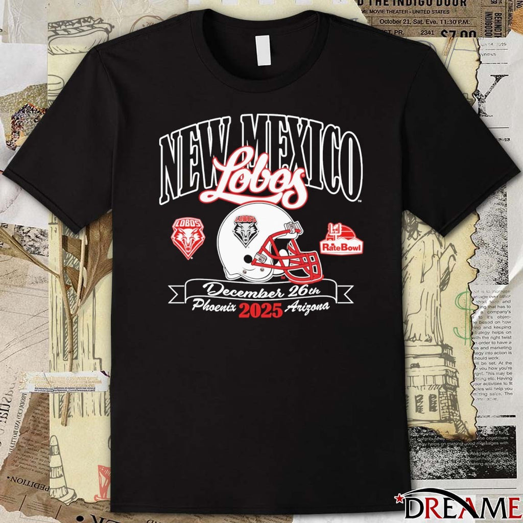 New Mexico Lobos 2025 Rate Bowl December 26th Phoenix, Arizona Helmet t-shirt