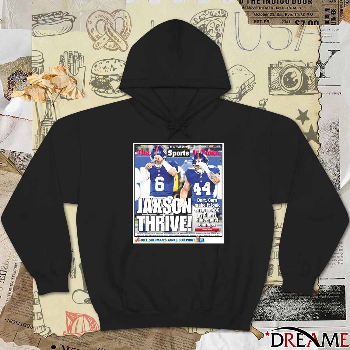 New York Post Sports Jaxson Thive Dart, Cam make it look easy as ABC as Giants dance past champs t-shirt