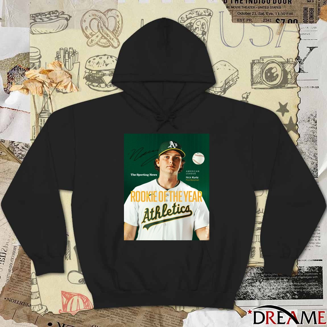 Nick Kurtz Athletics 2025 Sporting News AL Rookie of the Year Signature Poster t-shirt