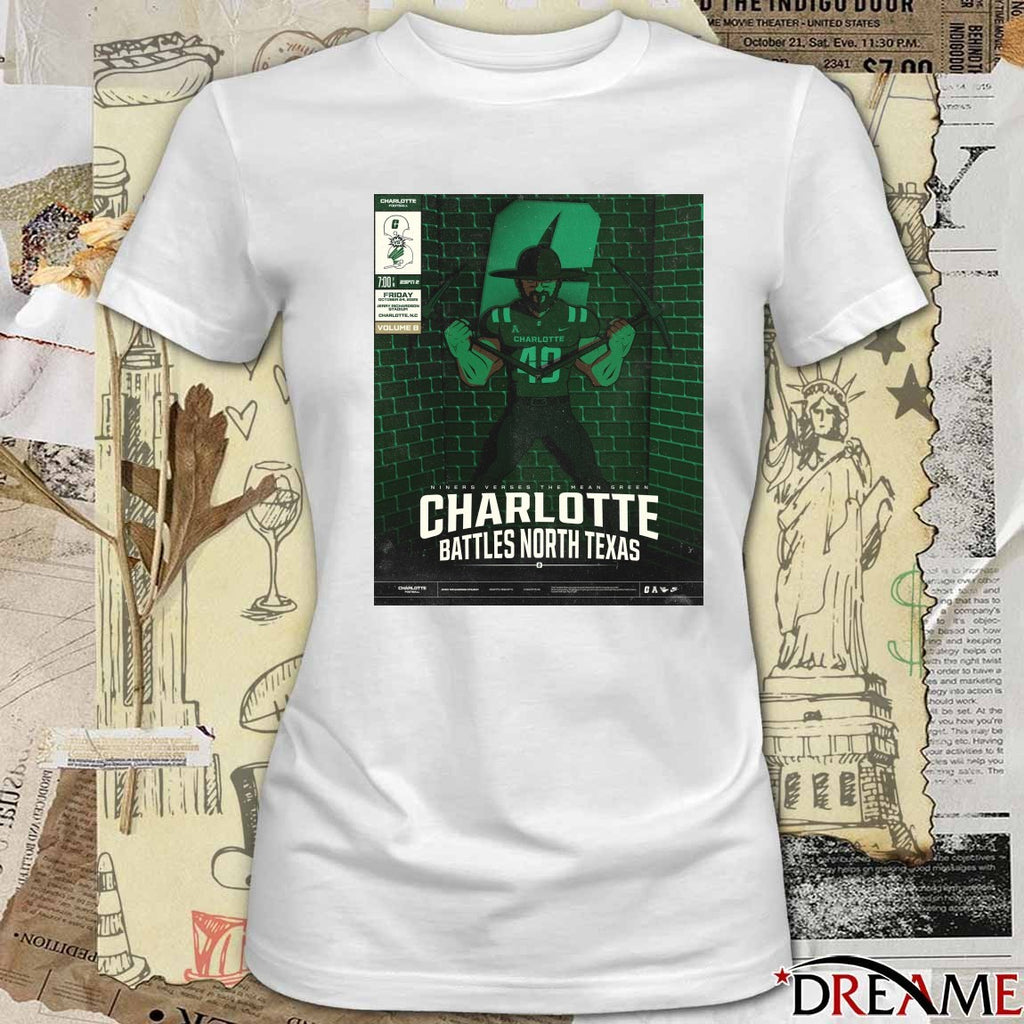 Niners Vs The Mean Green Charlotte Battles North Texas Jerry Richardson Stadium 2025 Poster t-shirt