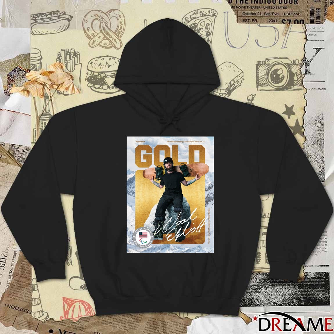 Noah Elliott Para Snowboarding Men’s Banked Slalom SB-LL1 Gold Medal 2026 Signature Poster t-shirt