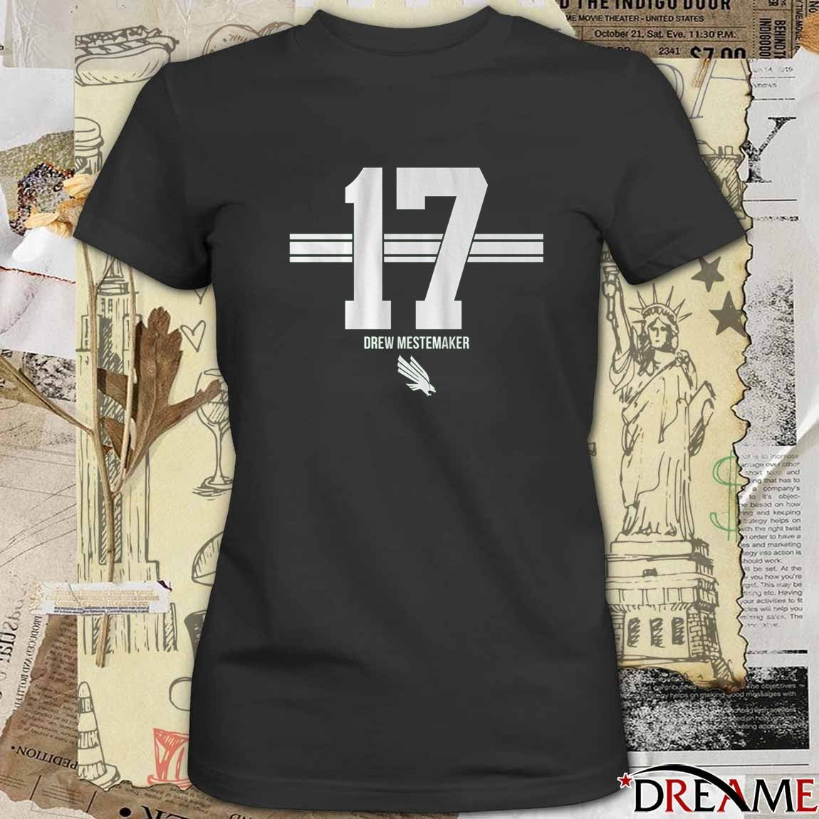 North Texas Mean Green Football Drew Mestemaker 17 Stripe t-shirt