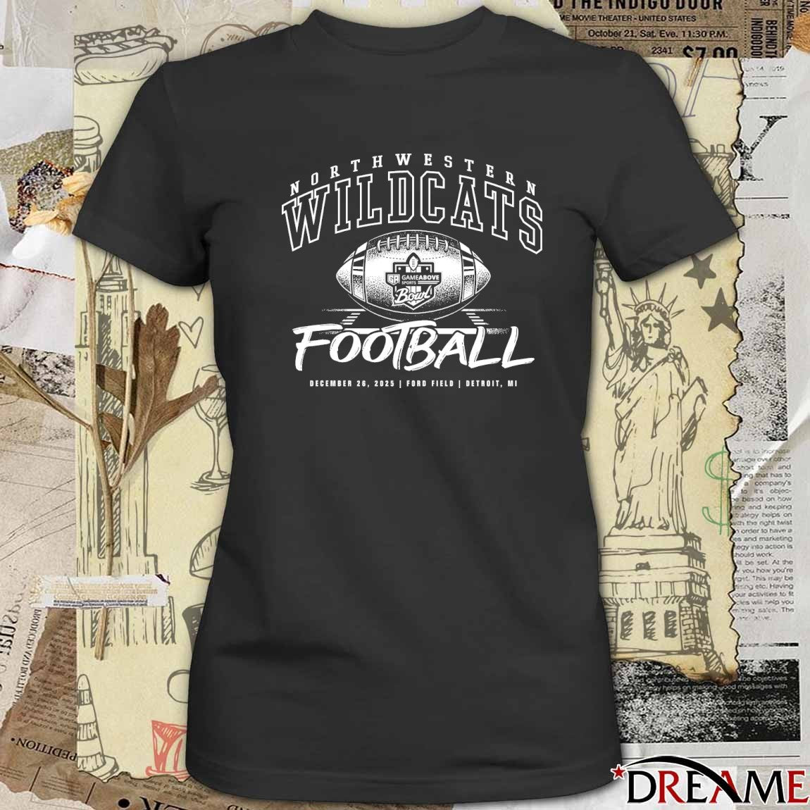 Northwestern Wildcats GameAbove Sports Bowl Football 2025 Hash Marks Ford Field Detroit MI t-shirt