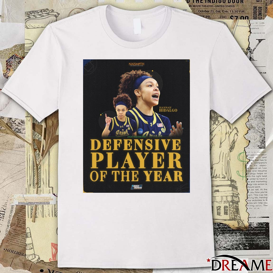 Notre Dame Fighting Irish Hannah Hidalgo 2026 Naismith Defensive Player of the Year Poster t-shirt