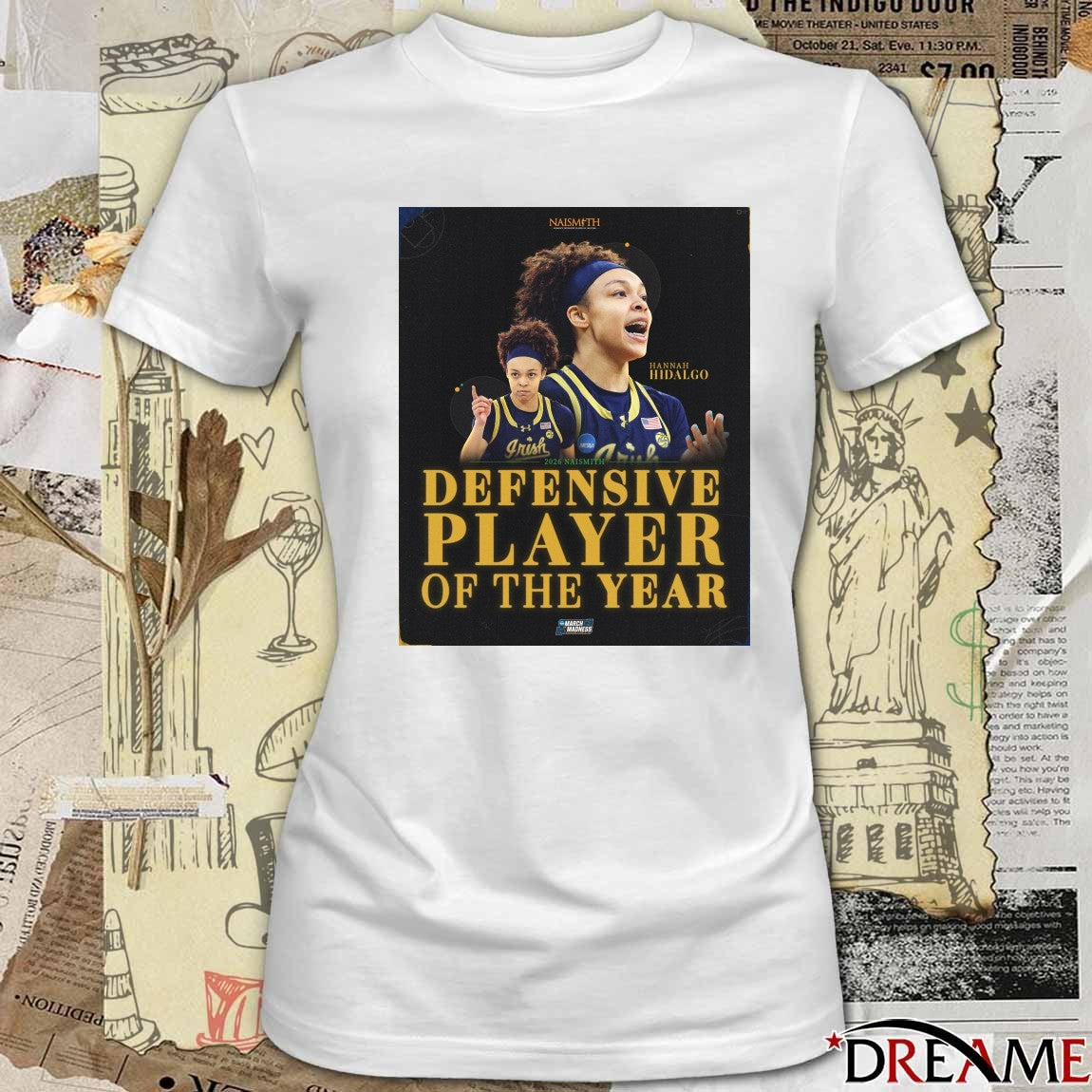 Notre Dame Fighting Irish Hannah Hidalgo 2026 Naismith Defensive Player of the Year Poster t-shirt