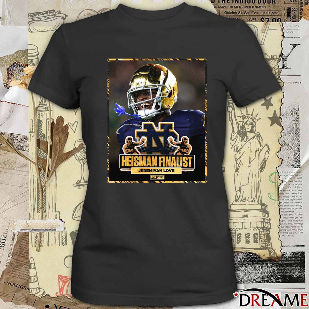 Notre Dame Fighting Irish Jeremiyah Love 2025 Heisman Trophy Poster t-shirt
