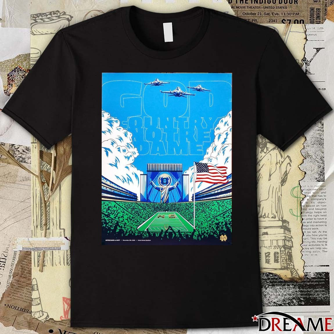 Notre Dame Fighting Irish Vs Navy Midshipmen God Country Notre Dame Touchdown Jesus November 8, 2025 Poster t-shirt
