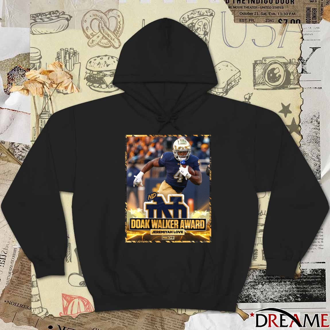 Notre Dame Football Jeremiyah Love is the winner of the Doak Walker Award Poster t-shirt