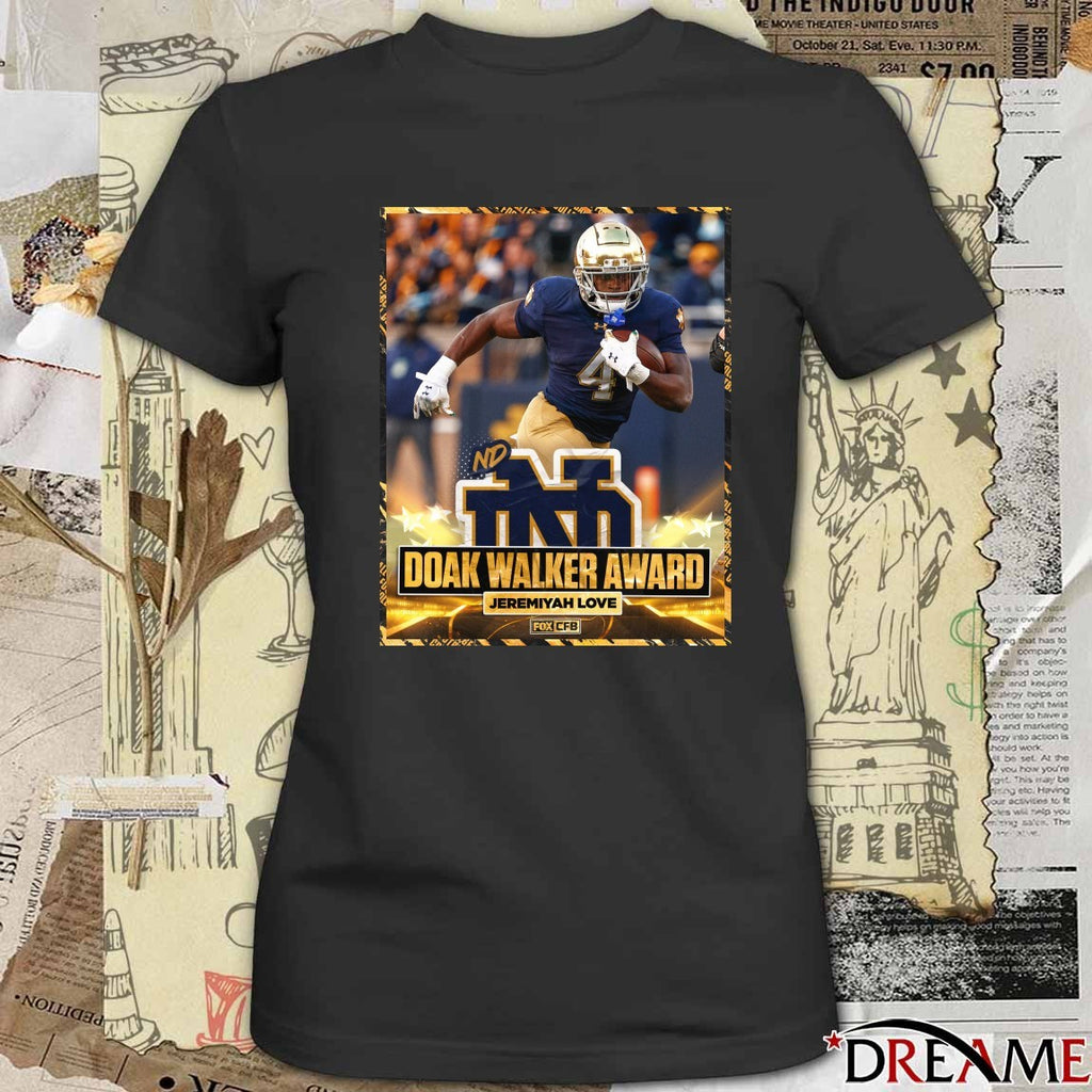 Notre Dame Football Jeremiyah Love is the winner of the Doak Walker Award Poster t-shirt