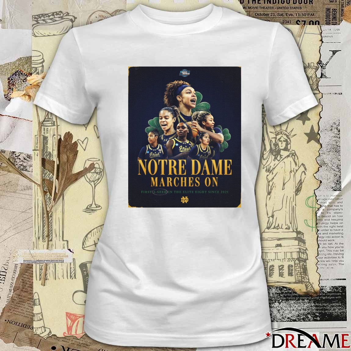 Notre Dame Marches On First 6-Seed In The Elite Eight Since 2021 Poster t-shirt