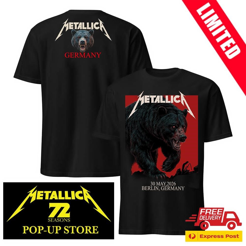 Official Metallica Berlin 2026 Two Sided Shirt Janta Island Bear Art Pop-Up Shop Edition