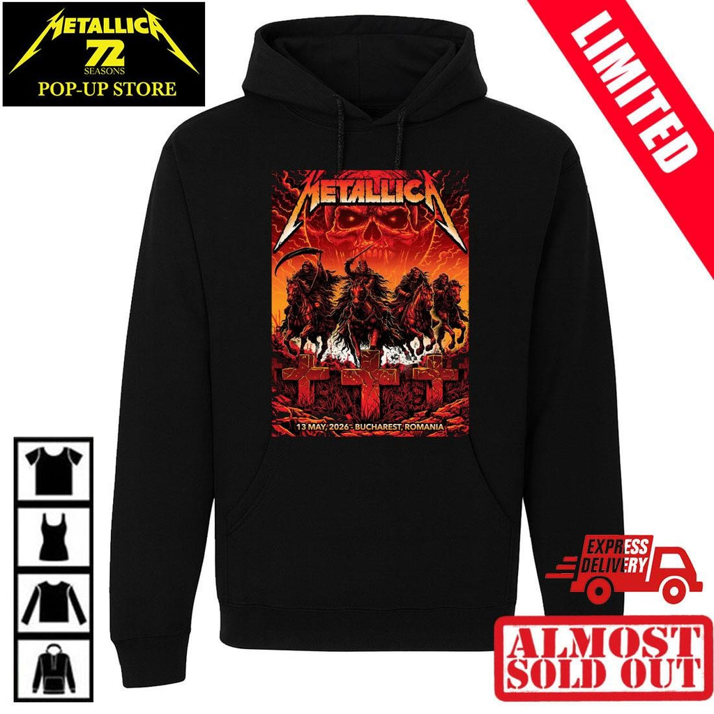 Official Metallica Bucharest 2026 Concert T-Shirt Pop Up Merch Store Exclusive By Maxx242 Romania May 13 2026 Limited Edition Tee