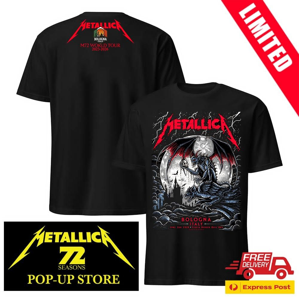 Official Metallica June 3 2026 Bologna Keith Stanley Two Sided T-Shirt