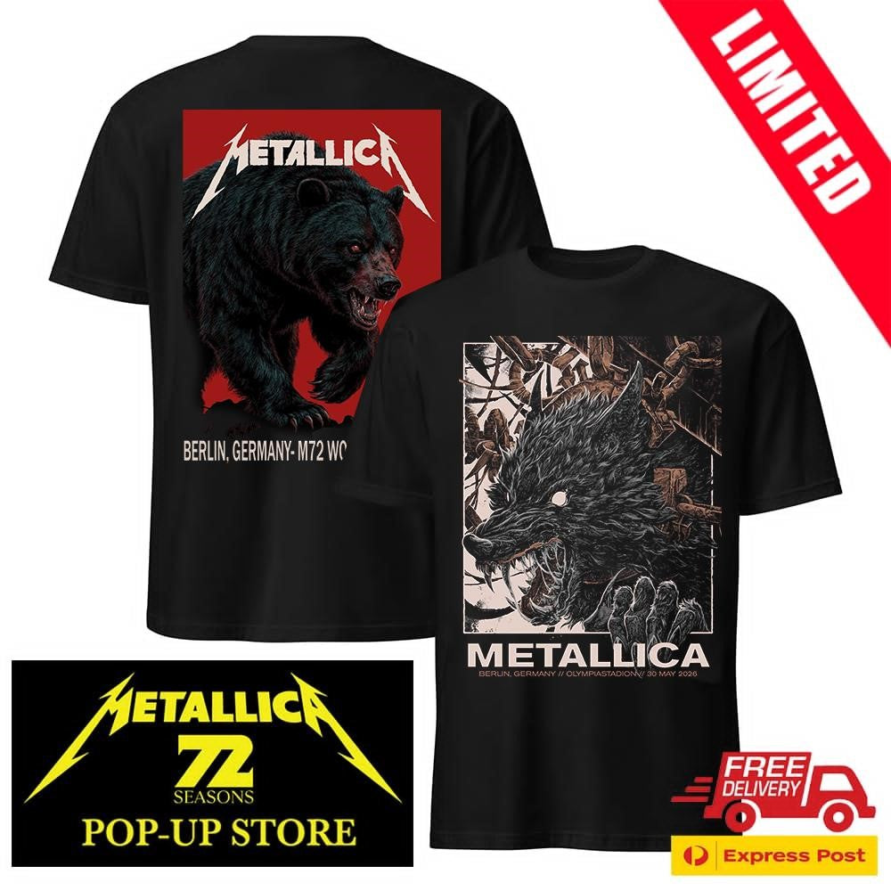 Official Metallica M72 Berlin Olympiastadion 30 May 2026 Two Sides Shirt Janta Island Bear Art