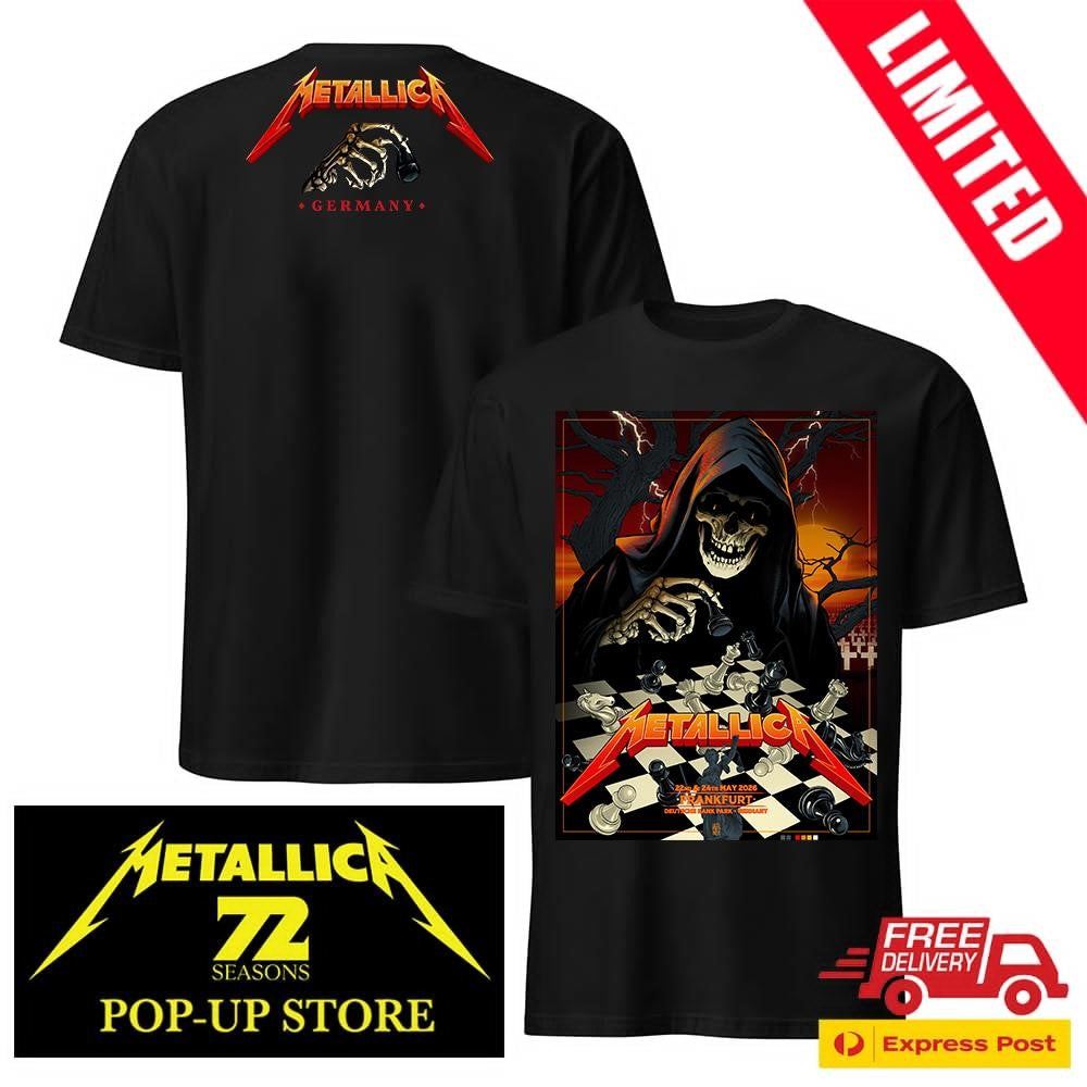 Official Metallica M72 Frankfurt Germany 2026 Two Sides Tee – Vance Kelly Art Pop-Up Shop