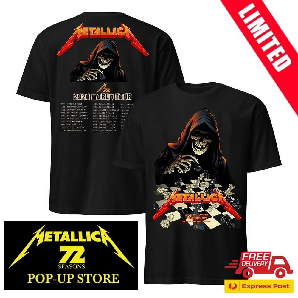 Official Metallica M72 Tour Frankfurt Germany 2026 Two Sides Shirt – Deutsche Bank Park Vance Kelly Art