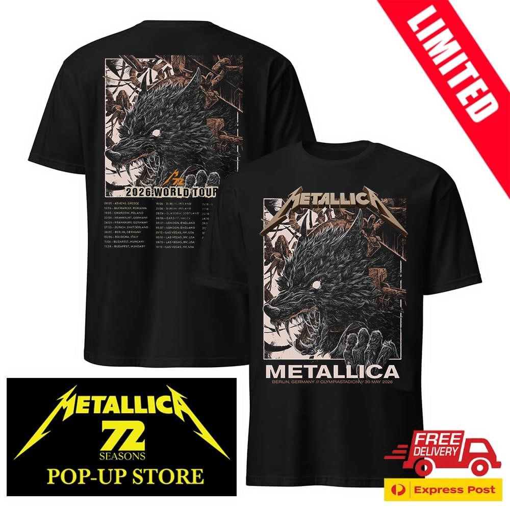 Official Metallica Olympiastadion 30 May 2026 Two Sides Wolf Shirt