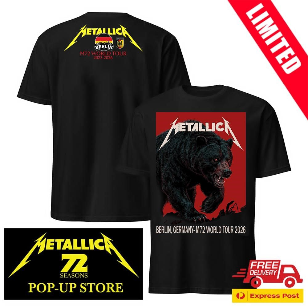 Official Metallica Pop-Up Shop Berlin 2026 Two Sided Shirt Janta Island Bear Olympiastadion