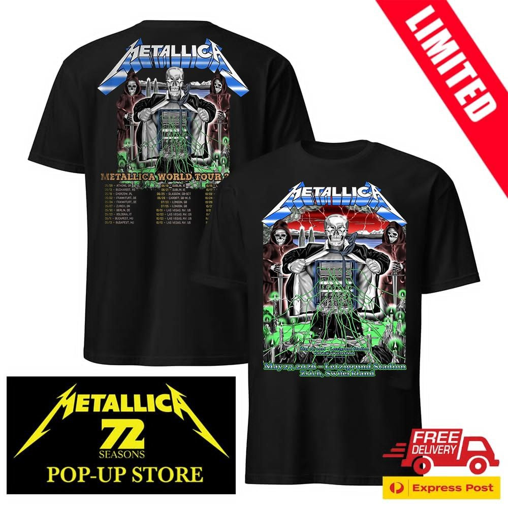 Official Metallica Zurich Pop-Up Merch Two Sided T-Shirt