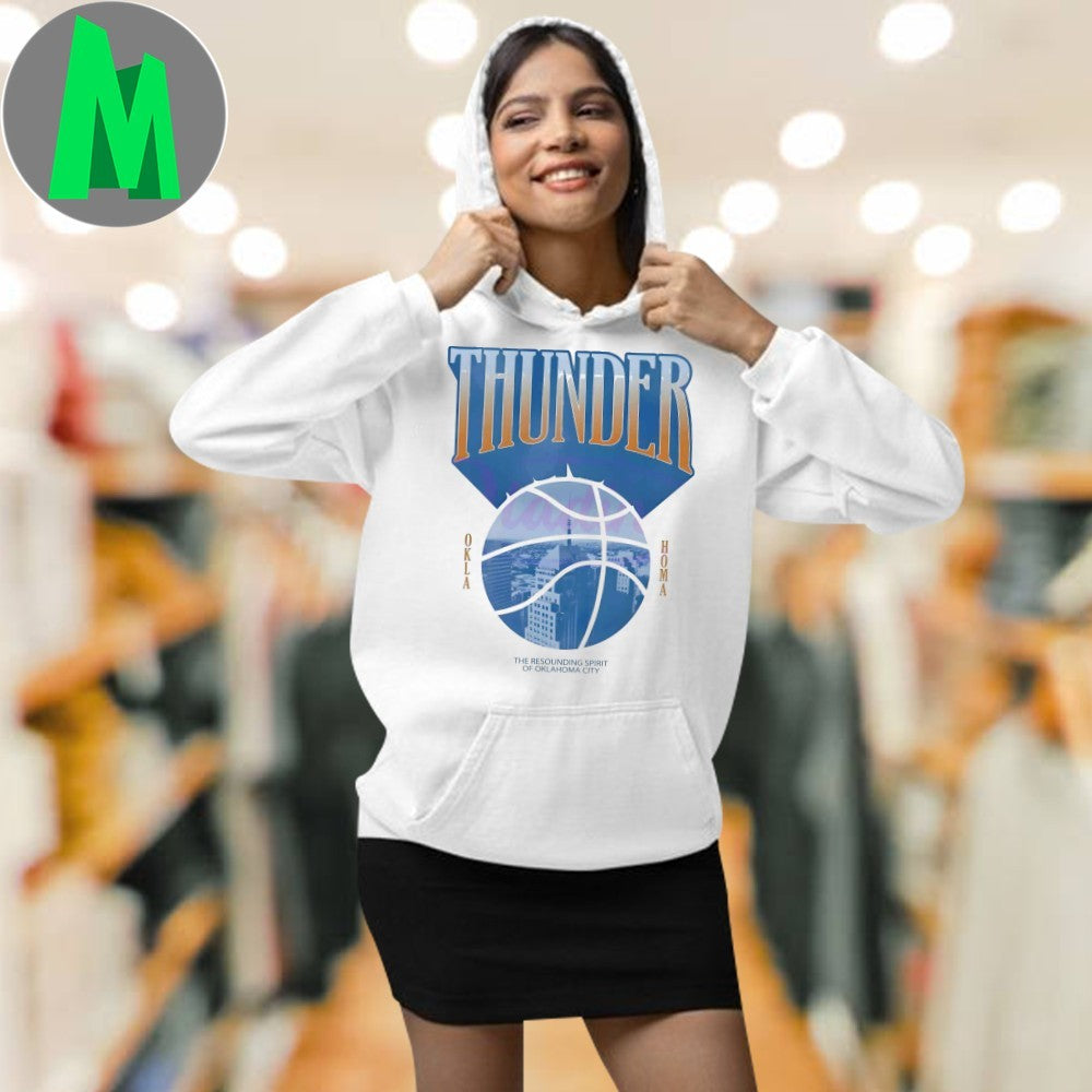 Oklahoma City Thunder Resounding Spirit Basketball Skyline Graphic T-Shirt