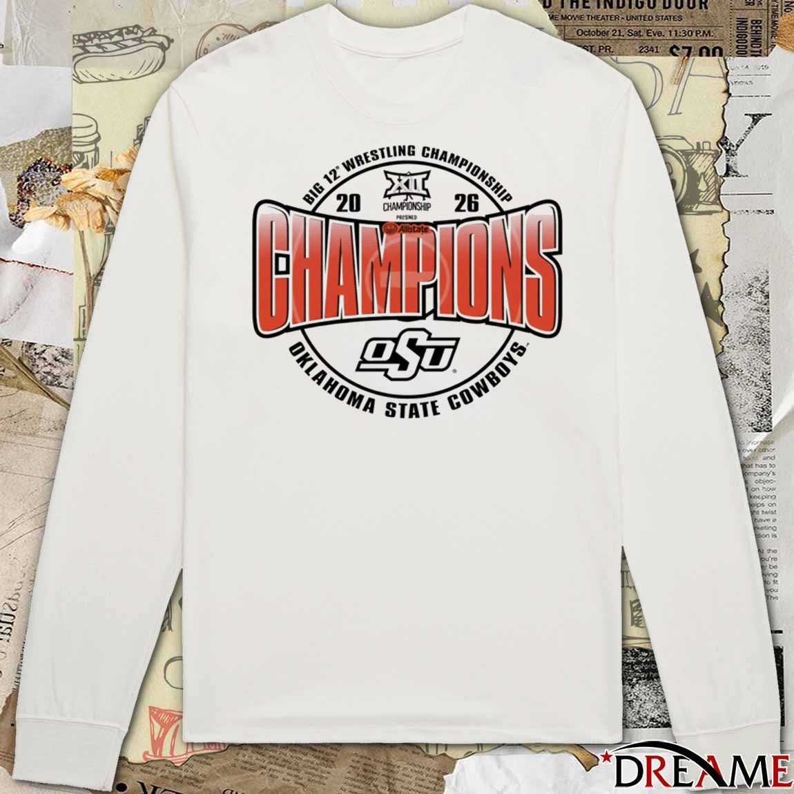 Oklahoma State Cowboys Orange Blue 84 2026 Big 12 Wrestling Champions t-shirt
