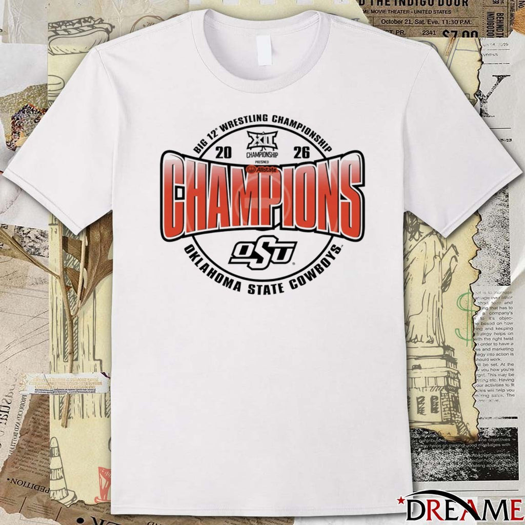 Oklahoma State Cowboys Orange Blue 84 2026 Big 12 Wrestling Champions t-shirt