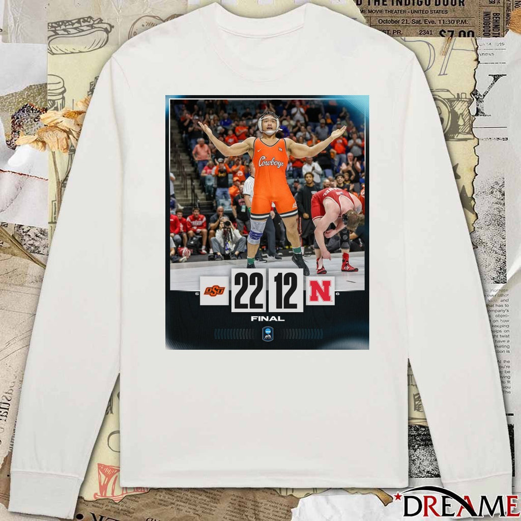Oklahoma State Cowboys Vs Nebraska Cornhuskers Final Score 22-12 Poster t-shirt