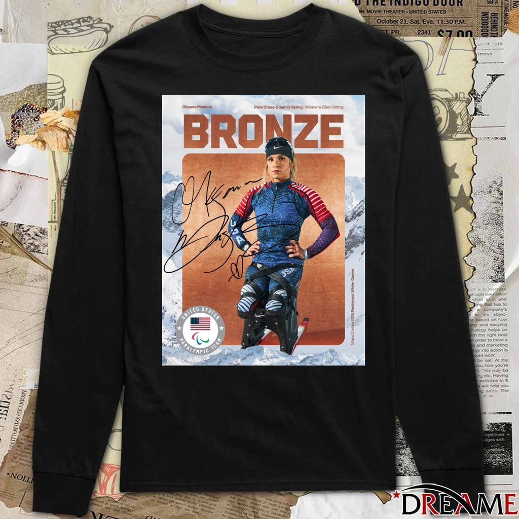 Oksana Masters Para Cross-Country Skiing Women’s 20km Sitting BRONZE Medal t-shirt