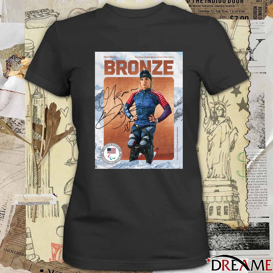 Oksana Masters Para Cross-Country Skiing Women’s 20km Sitting BRONZE Medal t-shirt