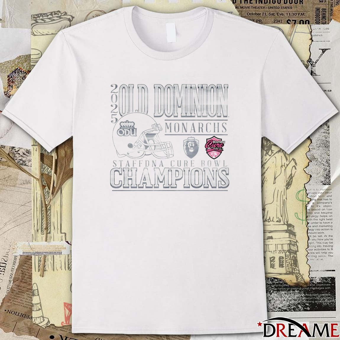 Old Dominion Monarchs 2025 StaffDNA Cure Bowl Champions t-shirt