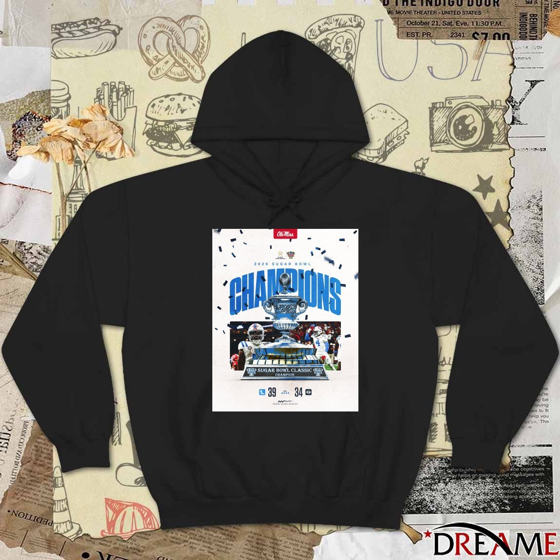 Ole Miss Vs Georgia Final Score 39 – 34 2026 Sugar Bowl Classic Champions Poster t-shirt