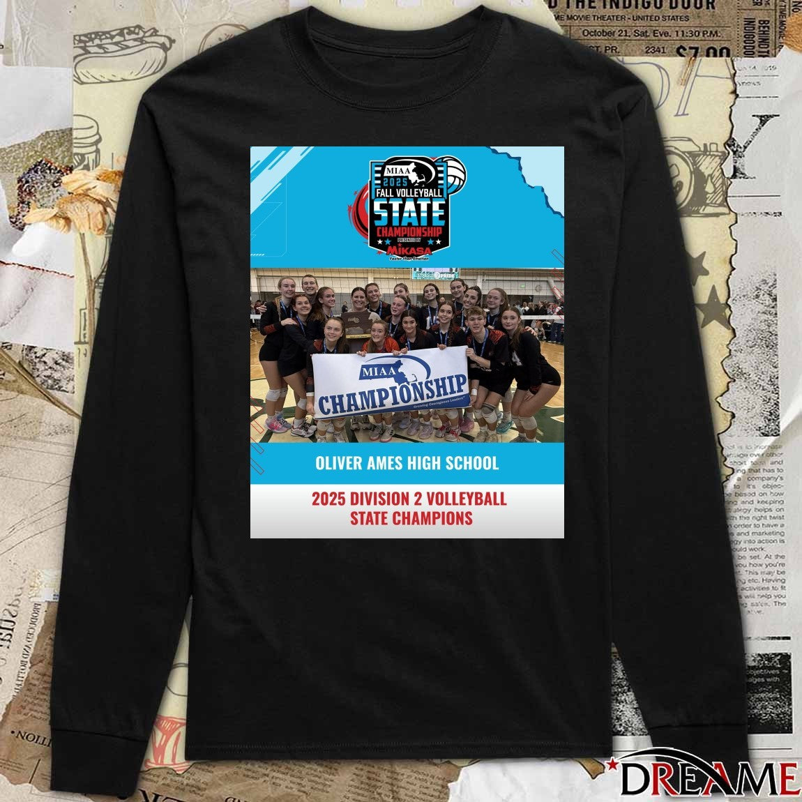 Oliver Ames High School 2025 Division 2 Volleyball State Champions Poster t-shirt