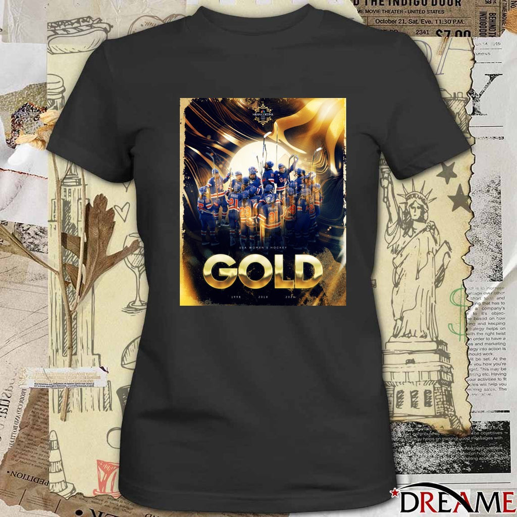 Olympic Milano Cortina 2026 USA Women’s Hockey Gold Medals 1998 2017 2026 t-shirt