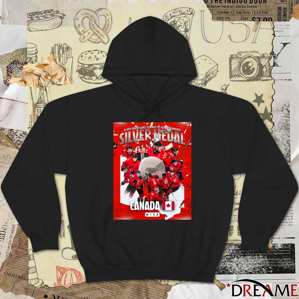 Olympic Winter Games 2026 Men’s Ice Hockey Tournament Silver Medal Team Canada Poster t-shirt