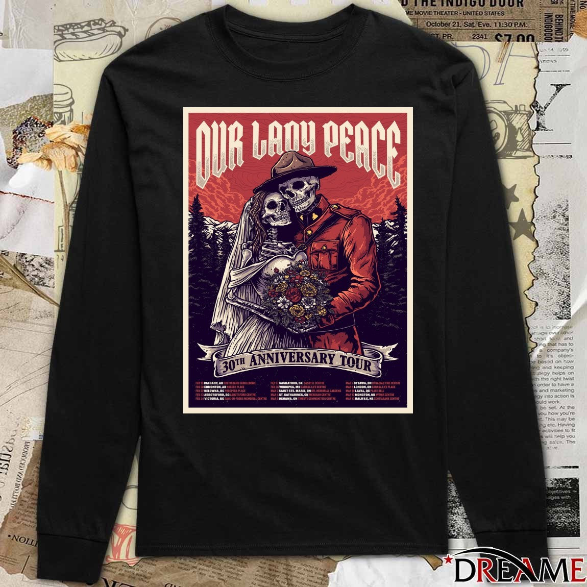 Our Lady Peace 30th Anniversary Tour February 19 – March 13 2026 Poster t-shirt