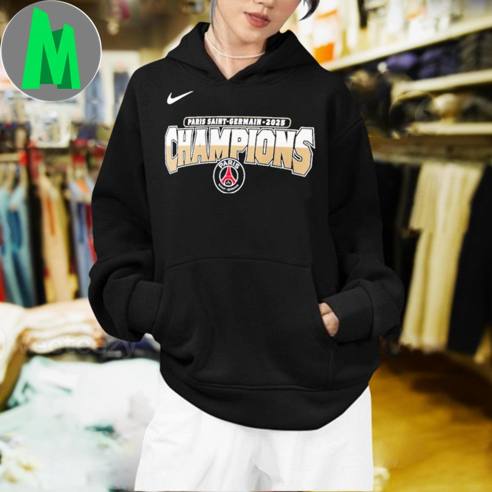 PSG Champions League 2025 Winners Core T-Shirt Youth European Football Fan Apparel