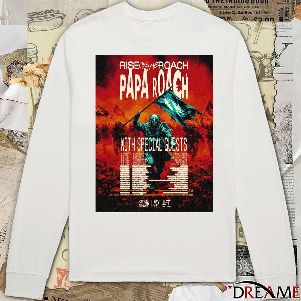 Papa Roach Rise Of The Roach November – December 2026 UK, Ireland, and France Poster t-shirt