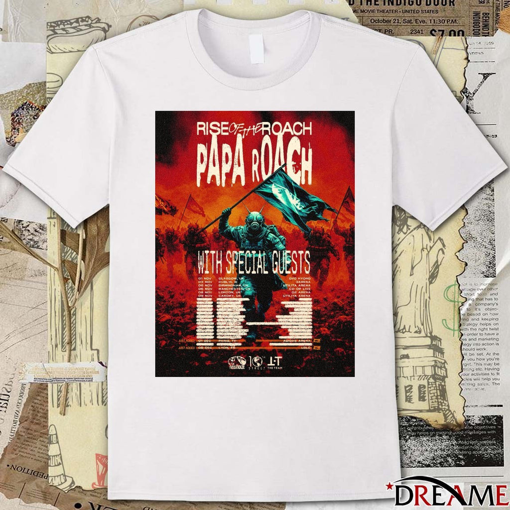 Papa Roach Rise Of The Roach November – December 2026 UK, Ireland, and France Poster t-shirt