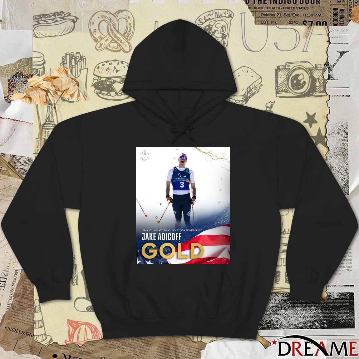 Para Cross-country Skiing Men’s Vision Impaired Sprint Jake Adicoff Gold Medal Winter Paralympics t-shirt
