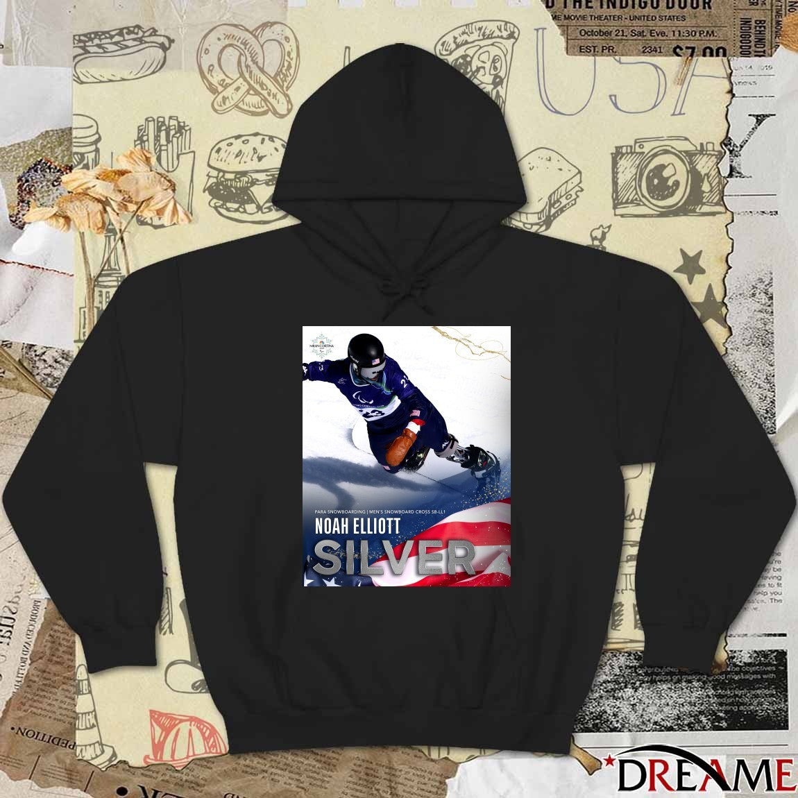 Para Snowboarding Men’s Snowboard Cross Sb-ll1 Noah Elliott Silver Medal t-shirt