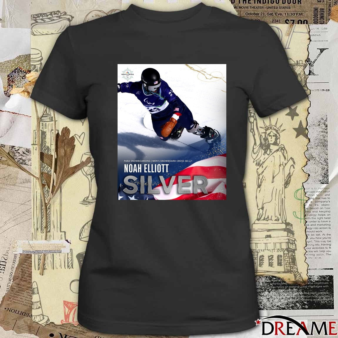 Para Snowboarding Men’s Snowboard Cross Sb-ll1 Noah Elliott Silver Medal t-shirt