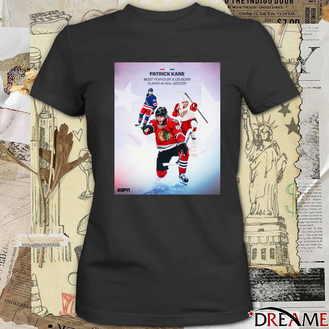 Patrick Kane Most Points By A US-born Player In NHL History Poster t-shirt