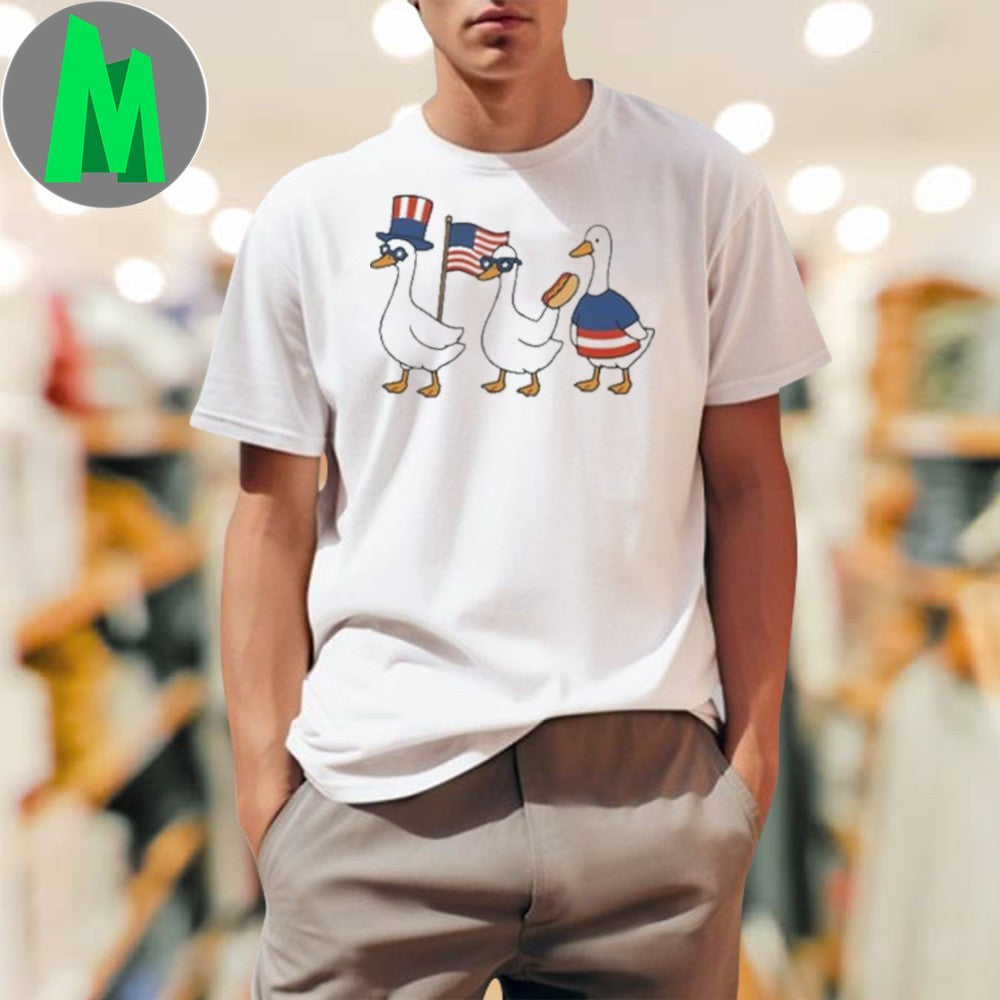 Patriotic Geese 4th of July Independence Day Graphic T-Shirt