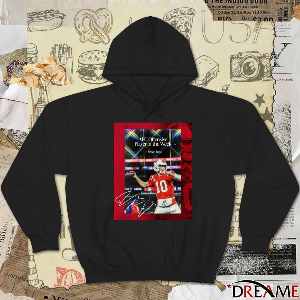 Patriots QB Drake Maye AFC Offensive Player of the Week Signature Poster t-shirt