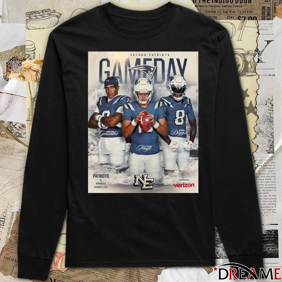 Patriots Vs Jets Gameday Christian Gonzalez, Drake Maye, and Stefon Diggs November 13, 2025 Poster t-shirt